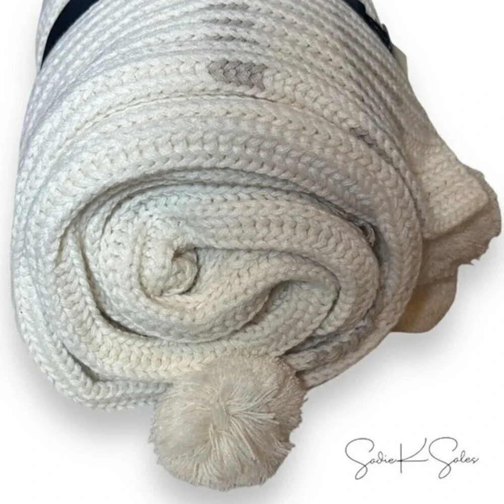 Border Stripe Rib Knit‎ Throw Blanket Beige - Hearth & Hand Magnolia, Target